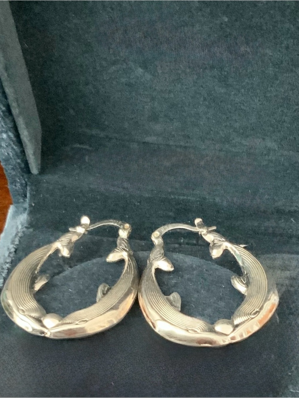 925 Sterling Silver Kissing Dolphin Hoop Earrings
